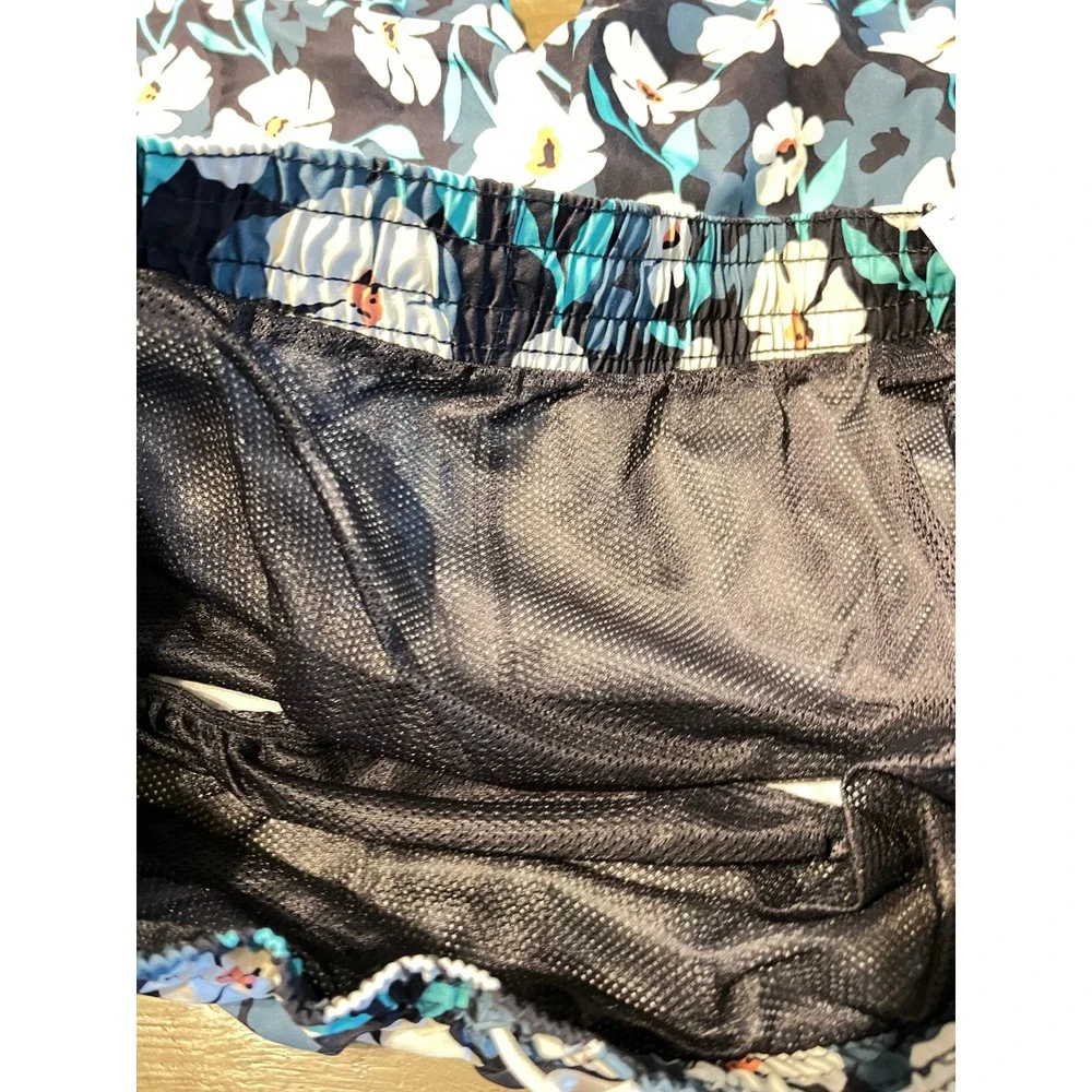 NEW Old Navy‎ Active Mens XXL Floral Swim Trunks Navy Blue 8 Inch Inseam UPF 40+